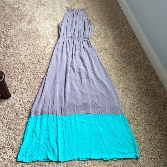 Olive & Oak Dresses & Skirts - Spring maxi dress, grey blue teal pastel casual dress long dress